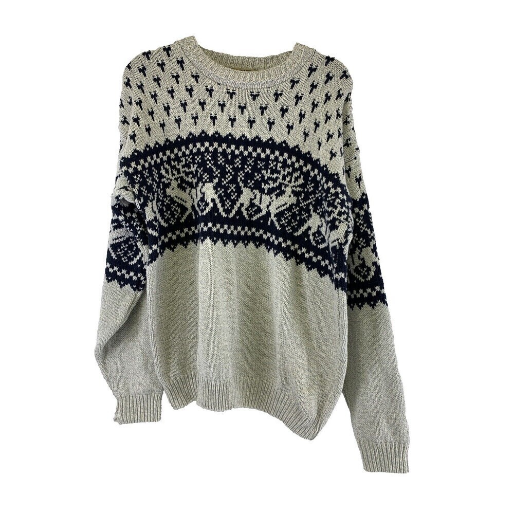 BOGO Naturals Northwest Territory Reindeer Knit Sweater Crew Pullover Mens XL